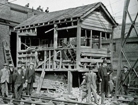 Signal box, Streatham Common station, London, 1916. The ruined Streatham Common signal box destroyed by bombs dropped from Zeppelin L.31 during an air raid on 23/24 September 1916. Pratt 1921 'British Railways in the Great War'