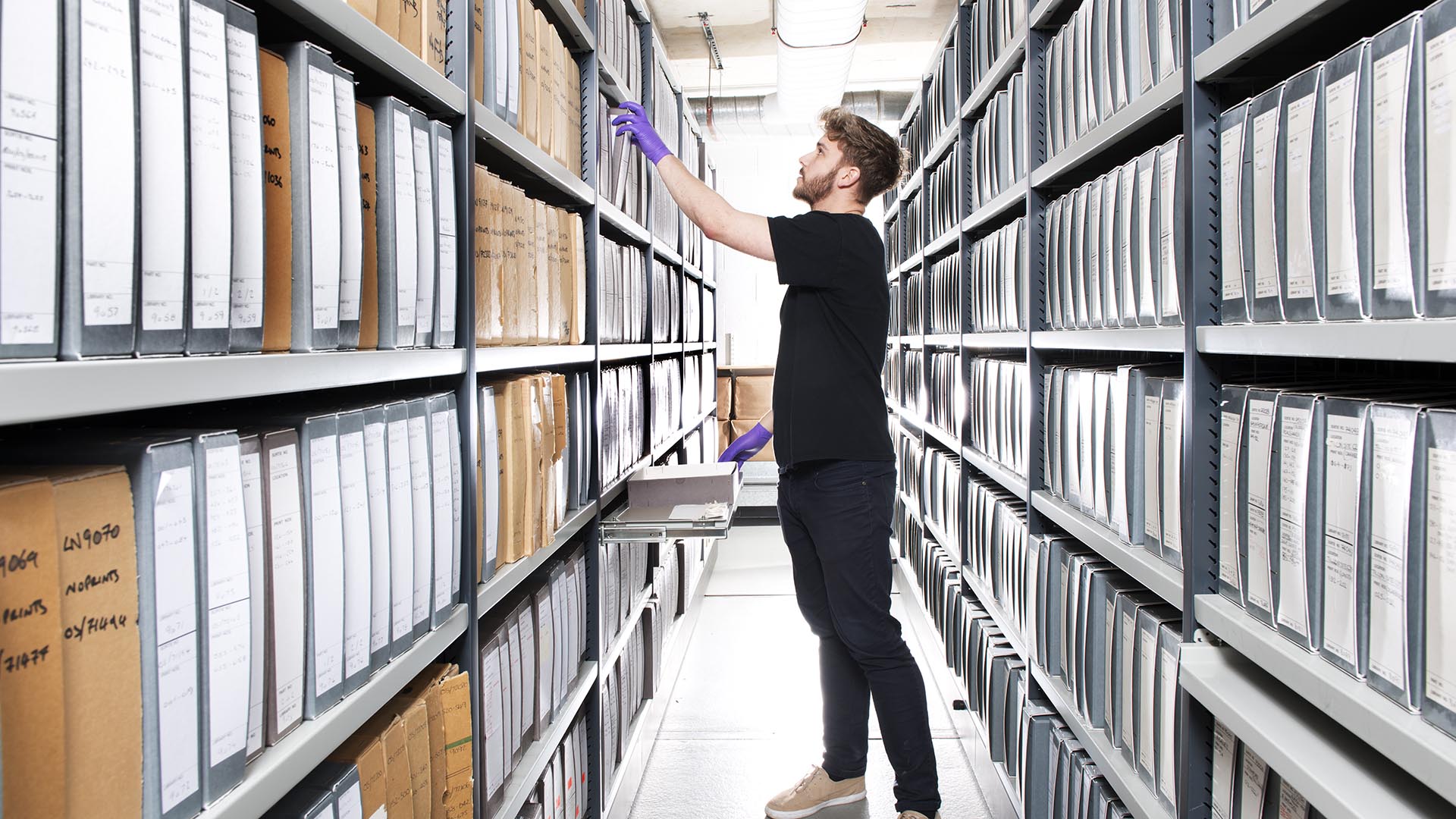 Employee working in archive