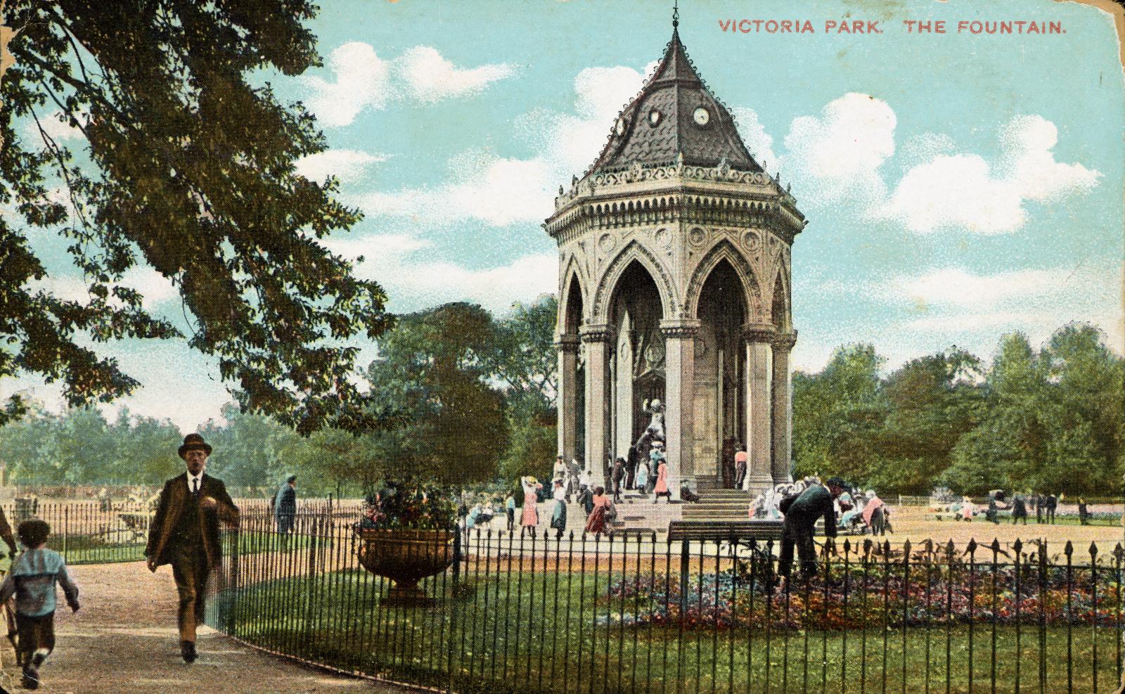 Old postcard showing image of Victoria Park