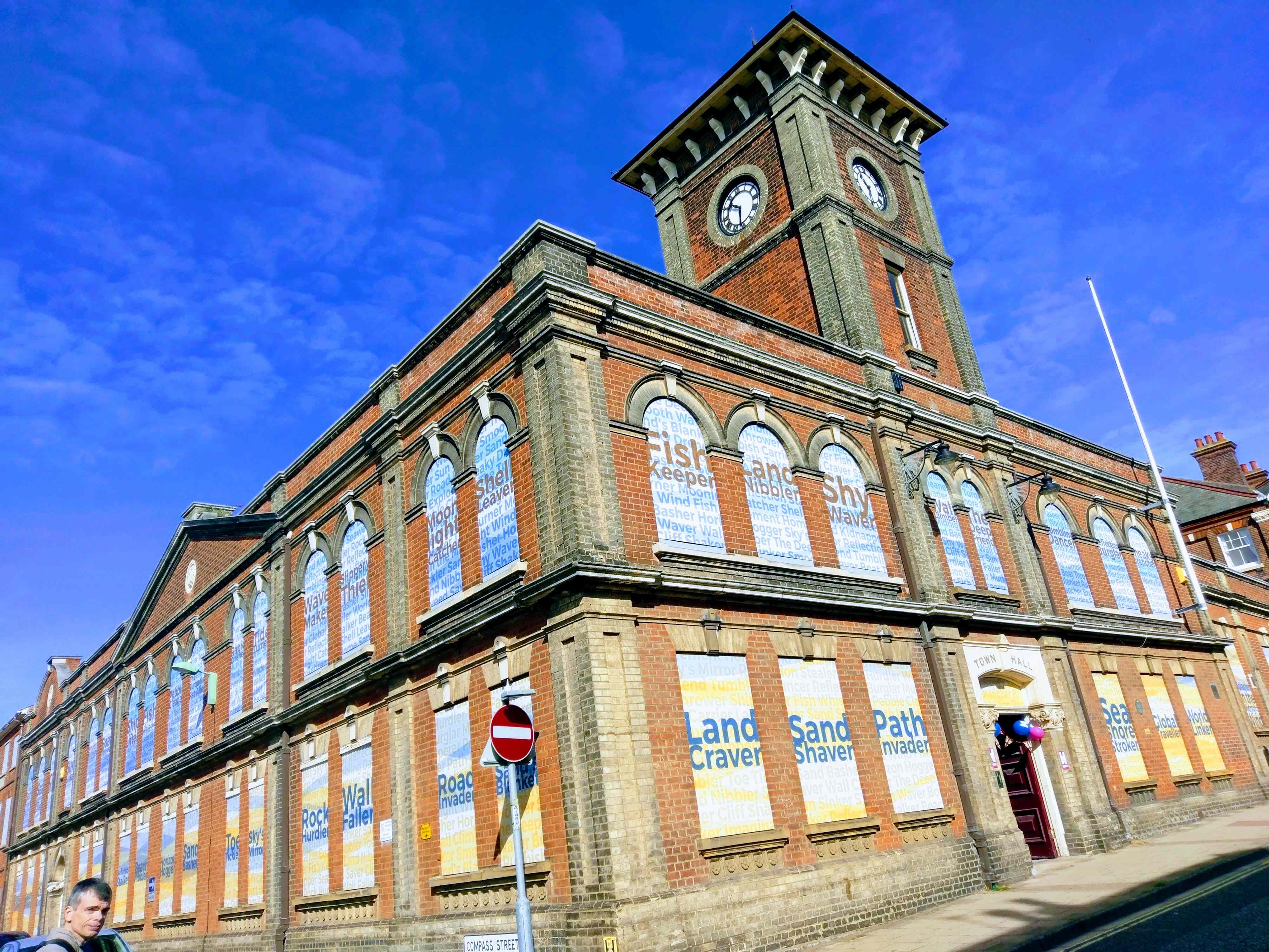 Town Hall building in brick with clock tower