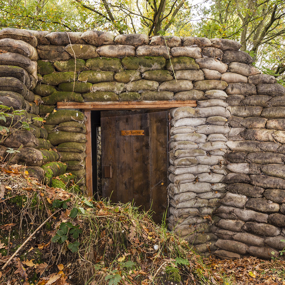 View of reconstructed shelter in a set of front-line and communication practice trenches.