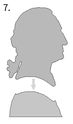 Image 7 of 7: Diagram of a sculpted head and neck being attached to the torso part of a sculpture.