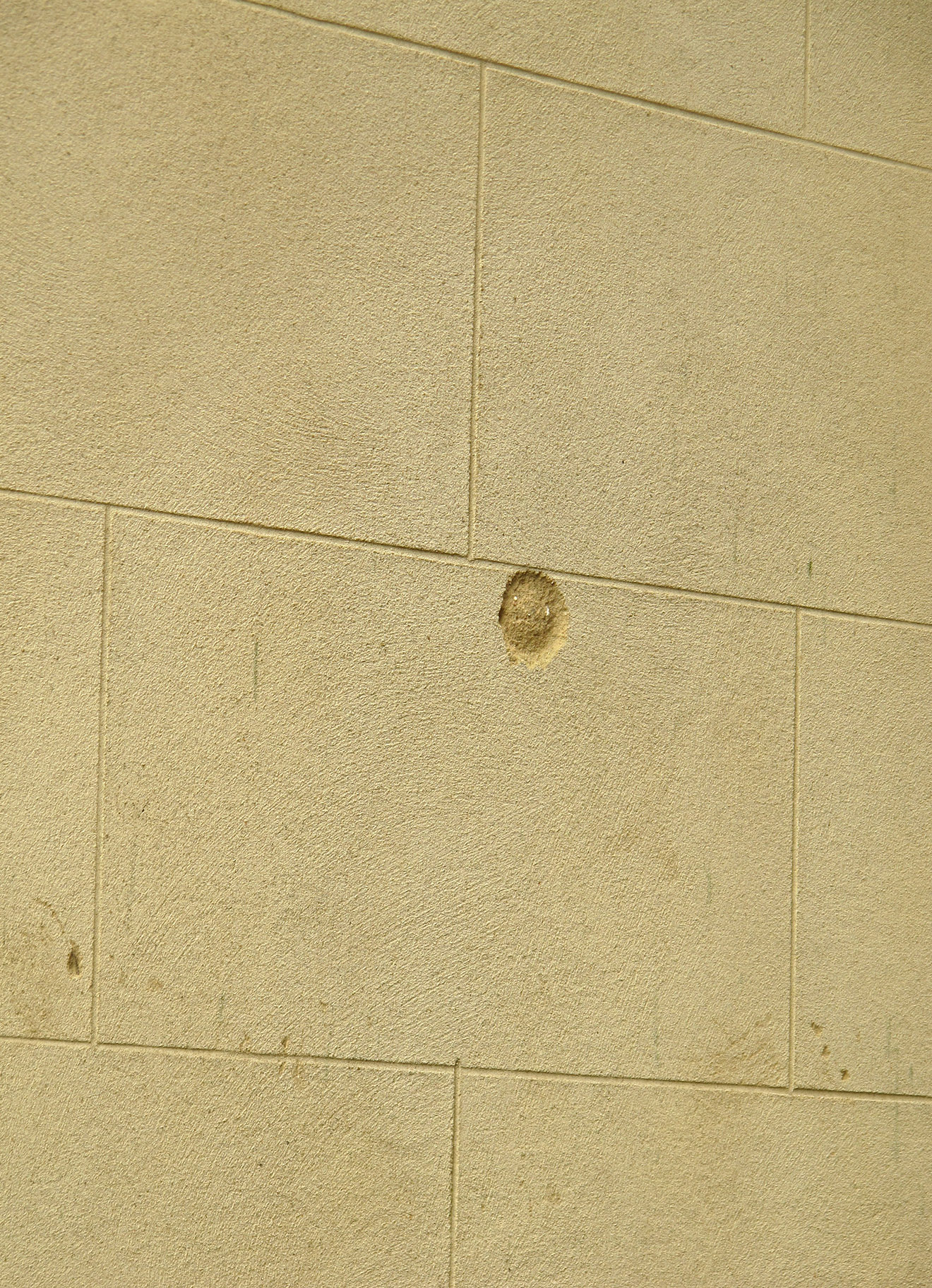 A stone wall with circular indentation.