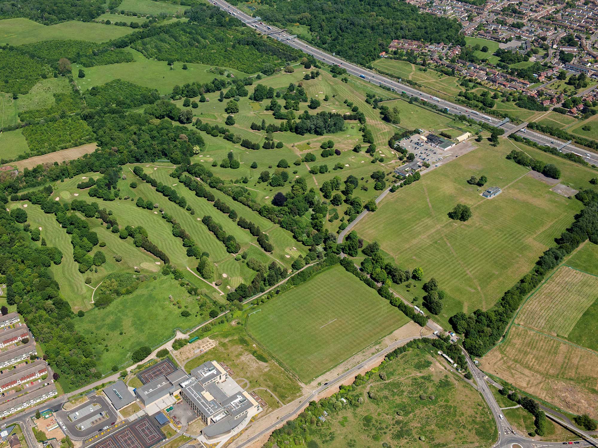 A recent oblique aerial photograph of Belhus Park.